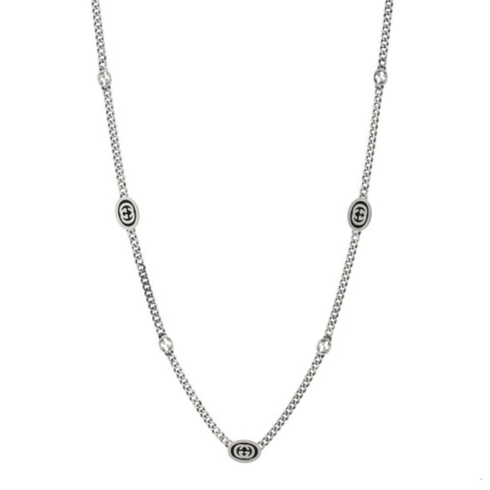 Gucci Silver Chain Necklace 925 NWT Full Inclusion Black Enamel - Picture 5 of 8